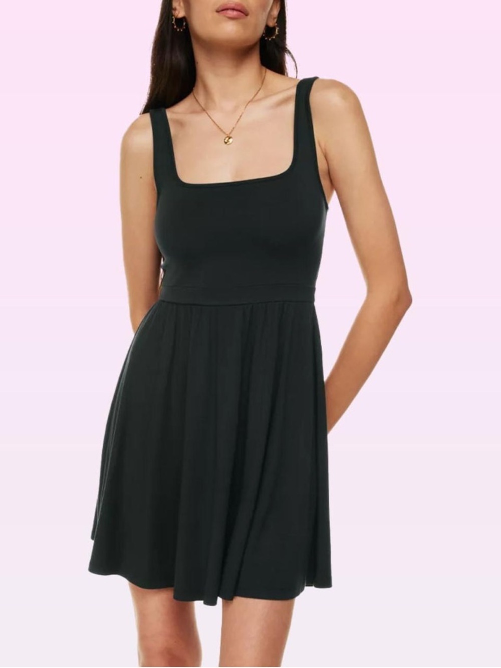 Aritzia Wilfred Black Square-Neck Mini Dress